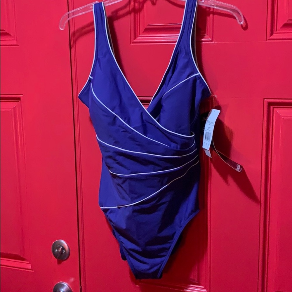 MitacleSuit swimsuit Size 18 purple and white